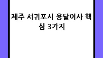 제주 서귀포시 용달이사: 원룸 이사, 소형 이사 전문