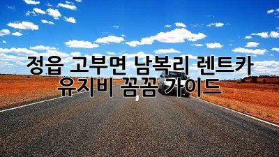 정읍 고부면 남복리 렌트카, 유지비 꼼꼼 가이드!